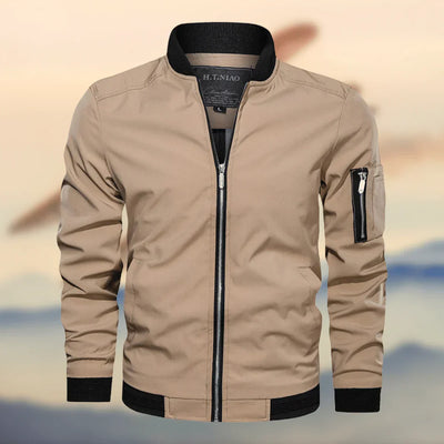 Men’s Bomber Jacket – Regular Fit – Ribbed Collar – Water-Resistant – Zipper Pocket