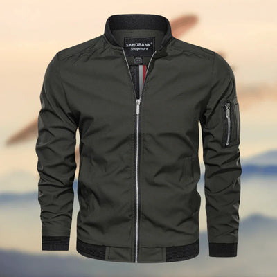 Men’s Bomber Jacket – Regular Fit – Ribbed Collar – Water-Resistant – Zipper Pocket