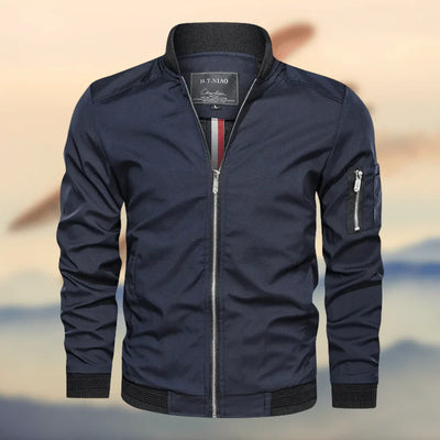 Men’s Bomber Jacket – Regular Fit – Ribbed Collar – Water-Resistant – Zipper Pocket