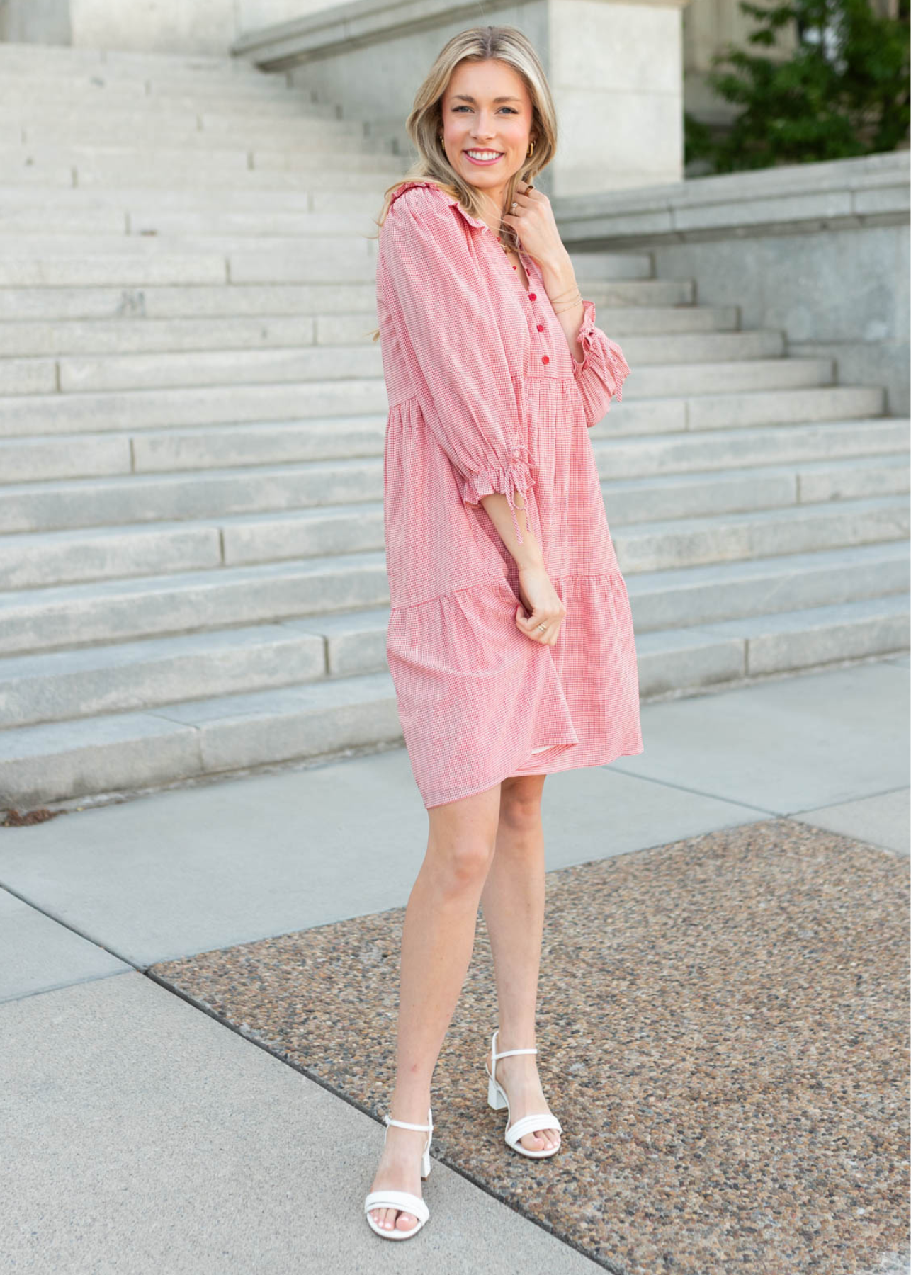 LENA - Macie Red Gingham Dress