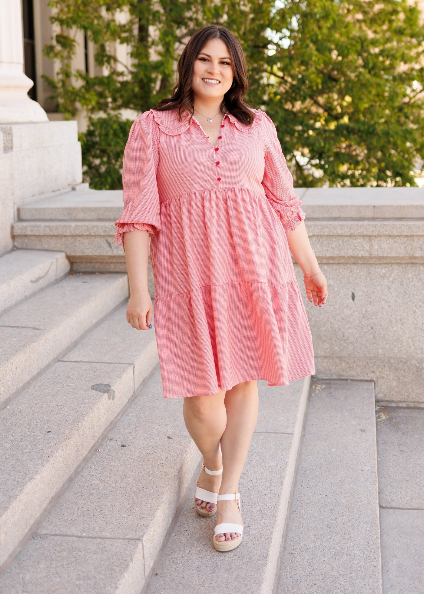 LENA - Macie Red Gingham Dress