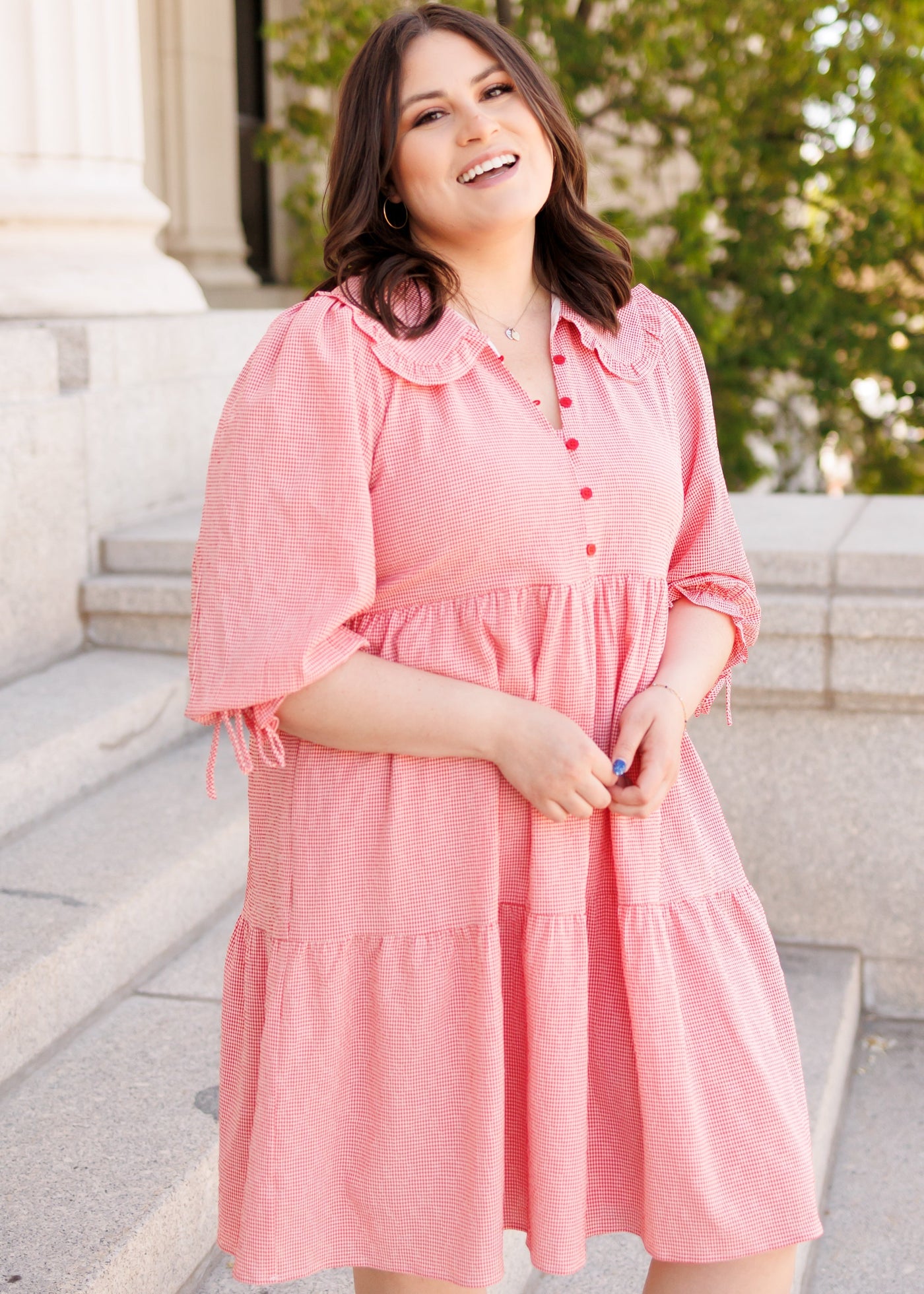 LENA - Macie Red Gingham Dress