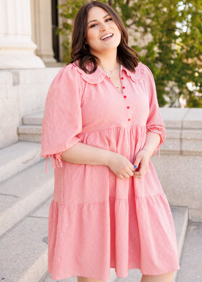 LENA - Macie Red Gingham Dress