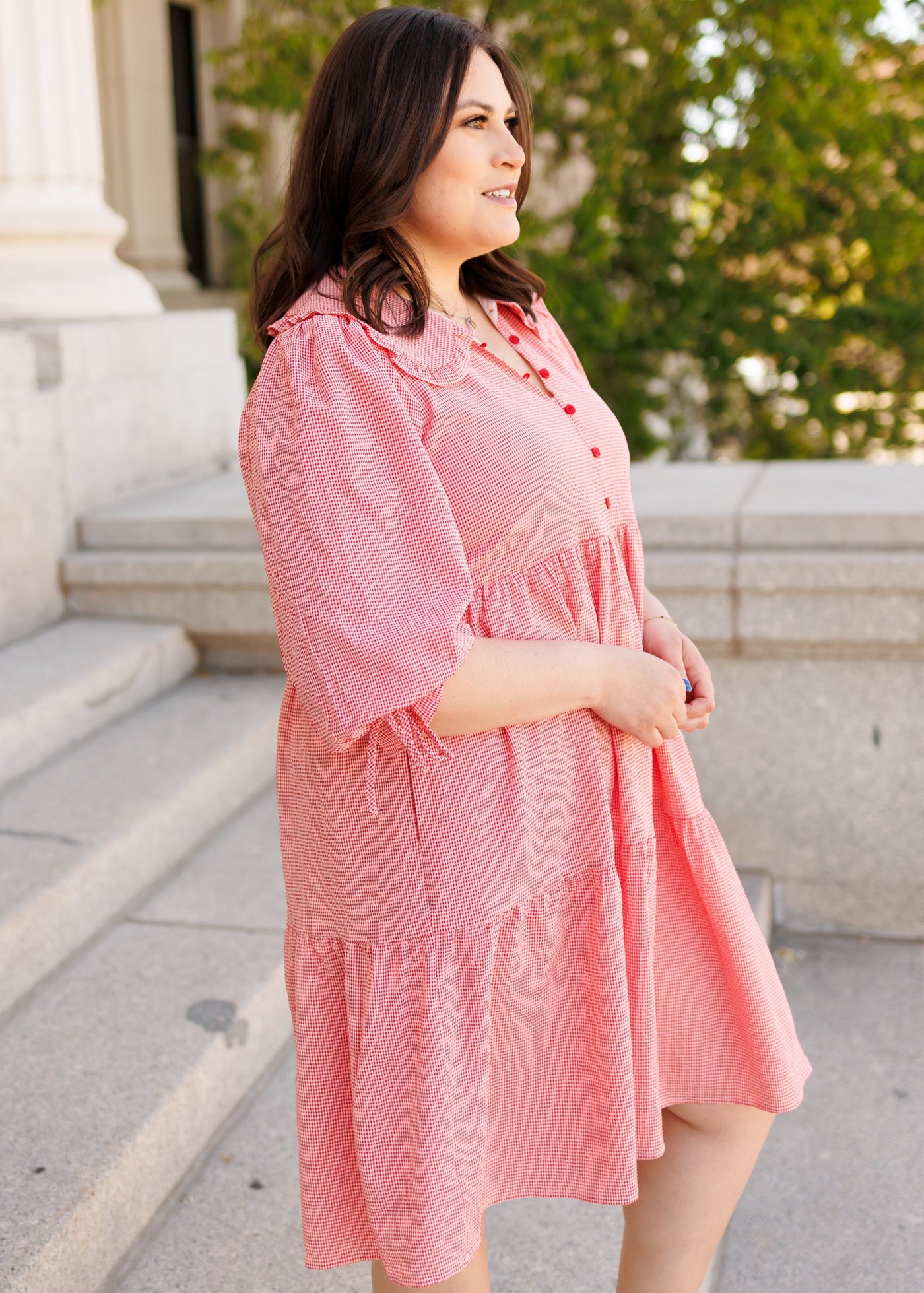 LENA - Macie Red Gingham Dress