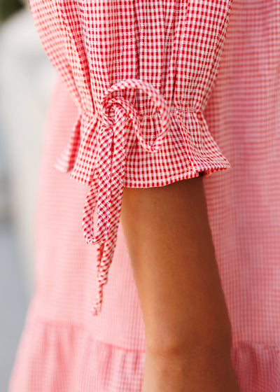 LENA - Macie Red Gingham Dress