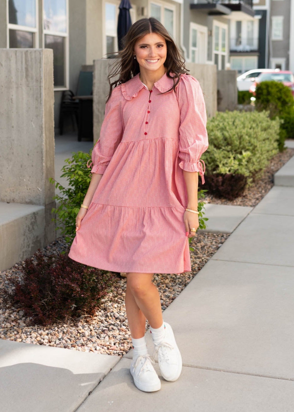 LENA - Macie Red Gingham Dress