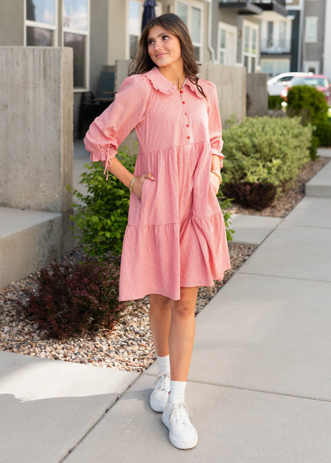LENA - Macie Red Gingham Dress
