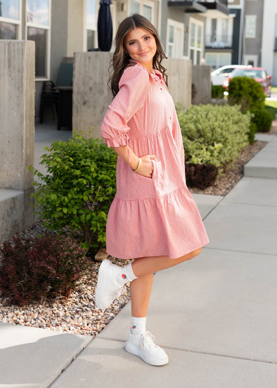 LENA - Macie Red Gingham Dress