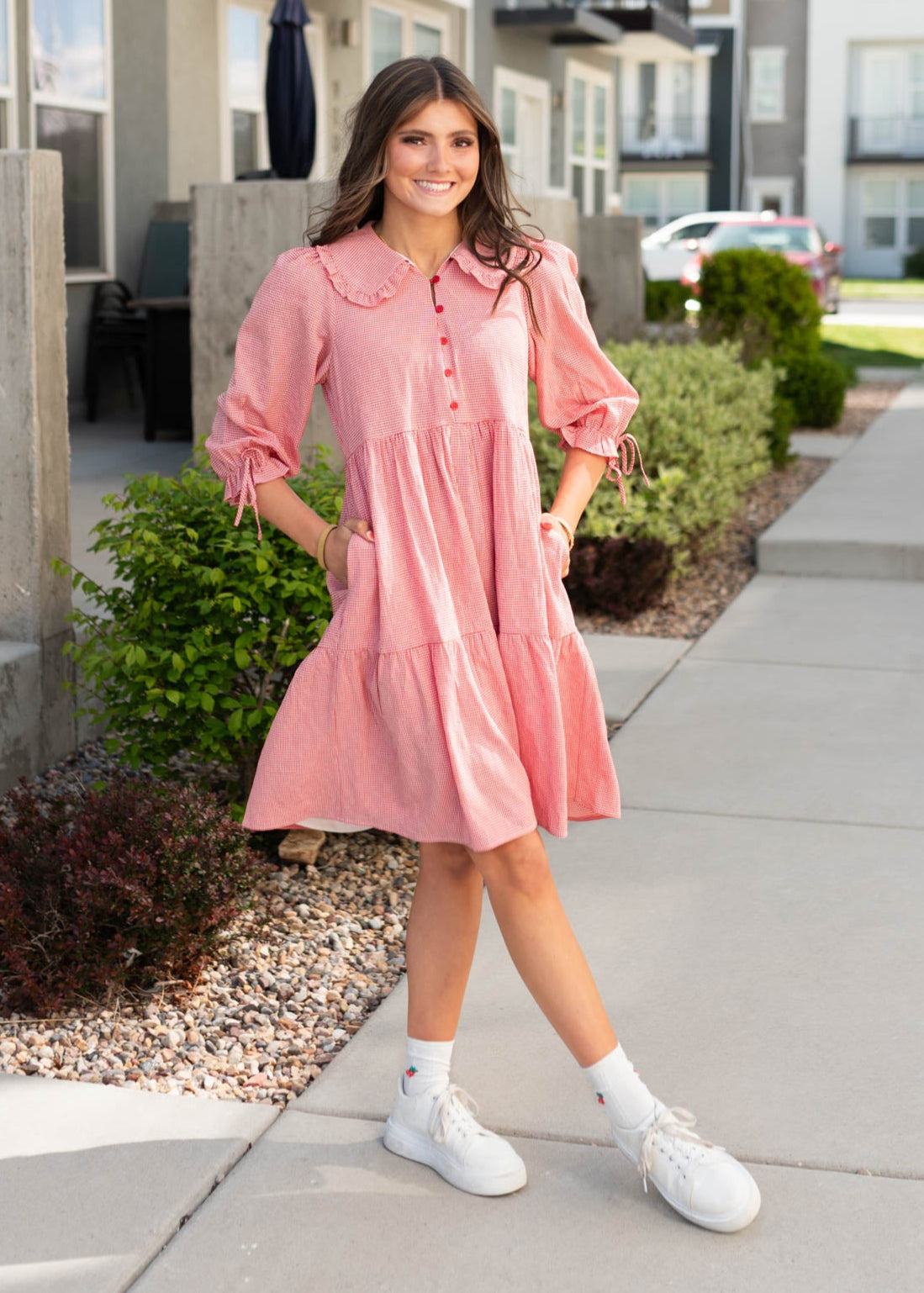 LENA - Macie Red Gingham Dress