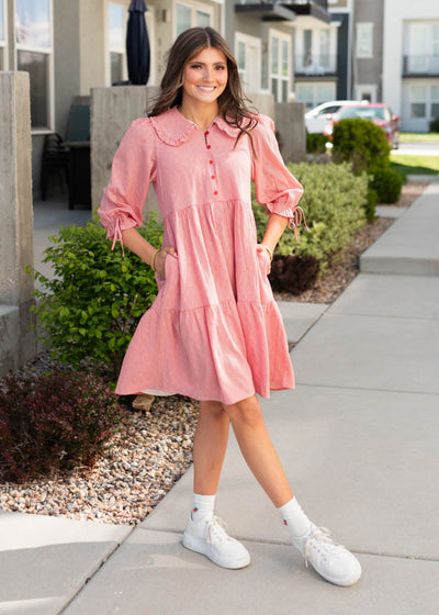 LENA - Macie Red Gingham Dress