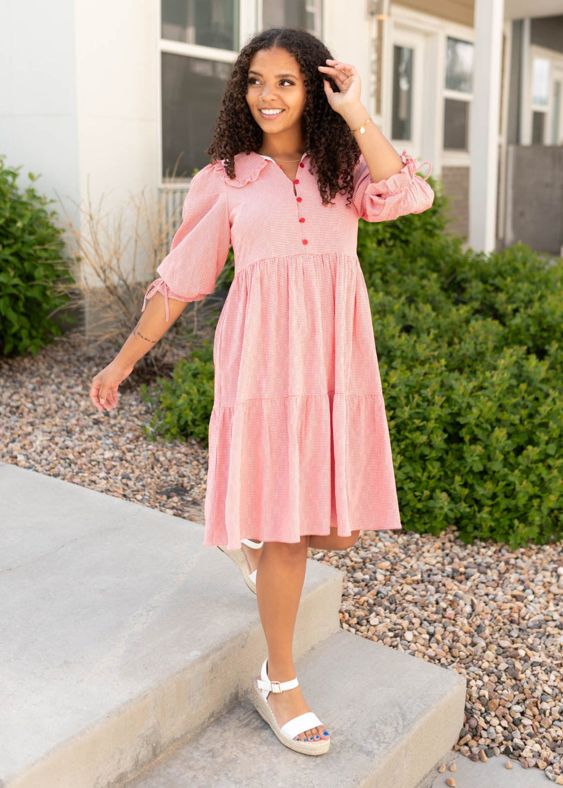 LENA - Macie Red Gingham Dress