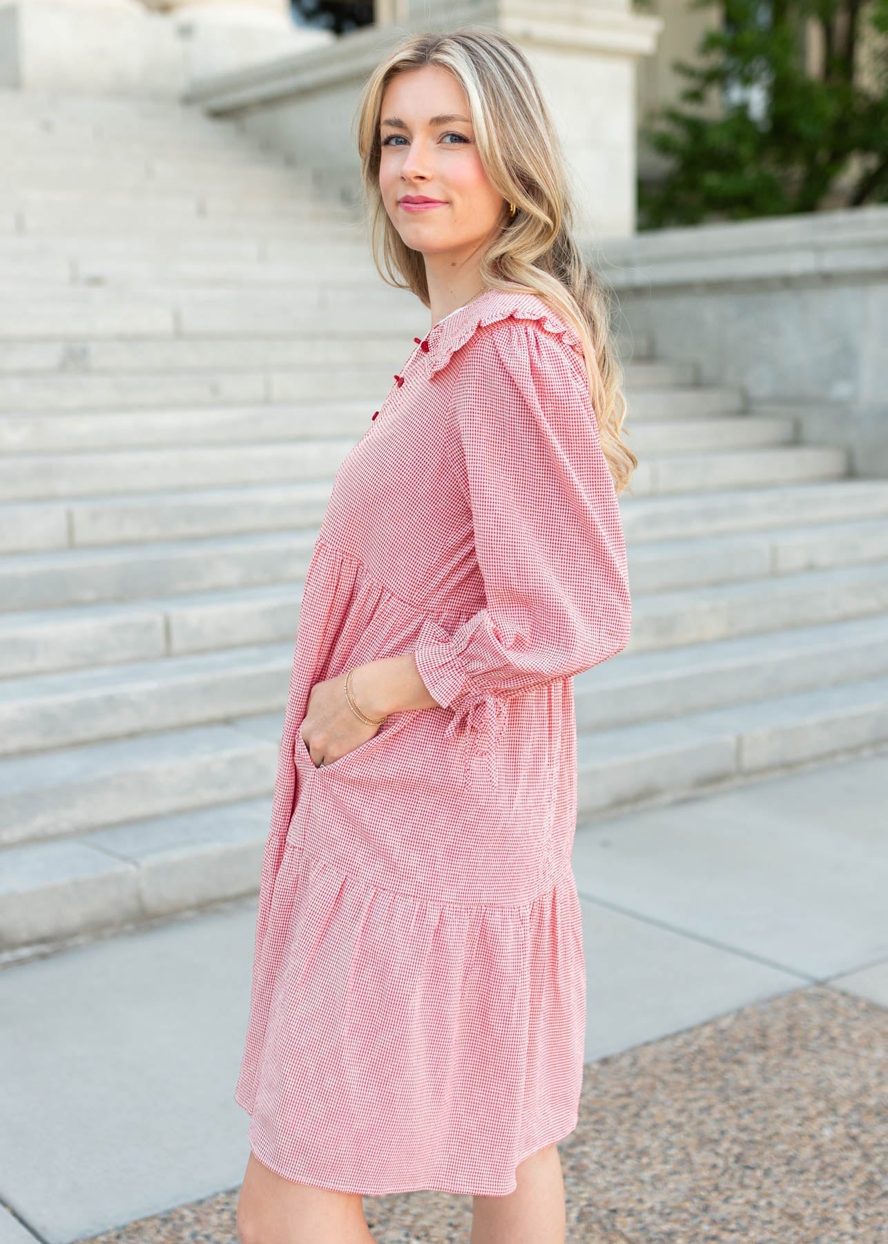 LENA - Macie Red Gingham Dress