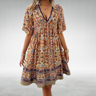 HANNAH | RELAXED BOHO V-NECK DRESS
