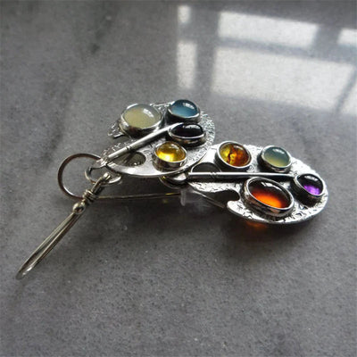 Earrings "Painter's Palette" with multicolored stones