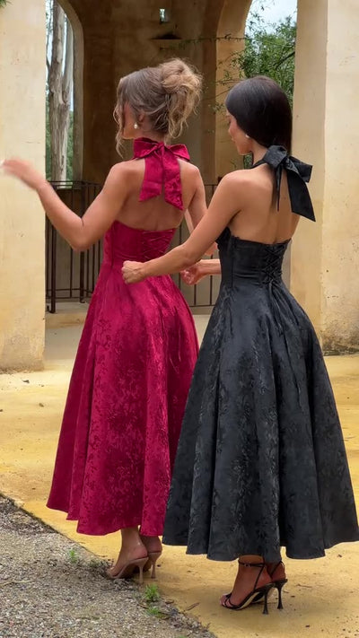 Esmeralda | Halter Sleeveless Midi Dress