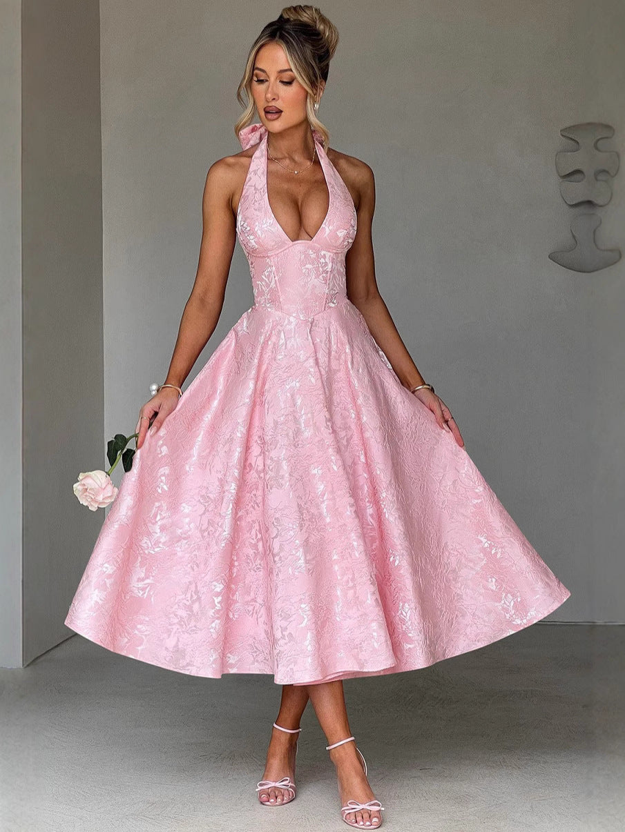 Esmeralda | Halter Sleeveless Midi Dress