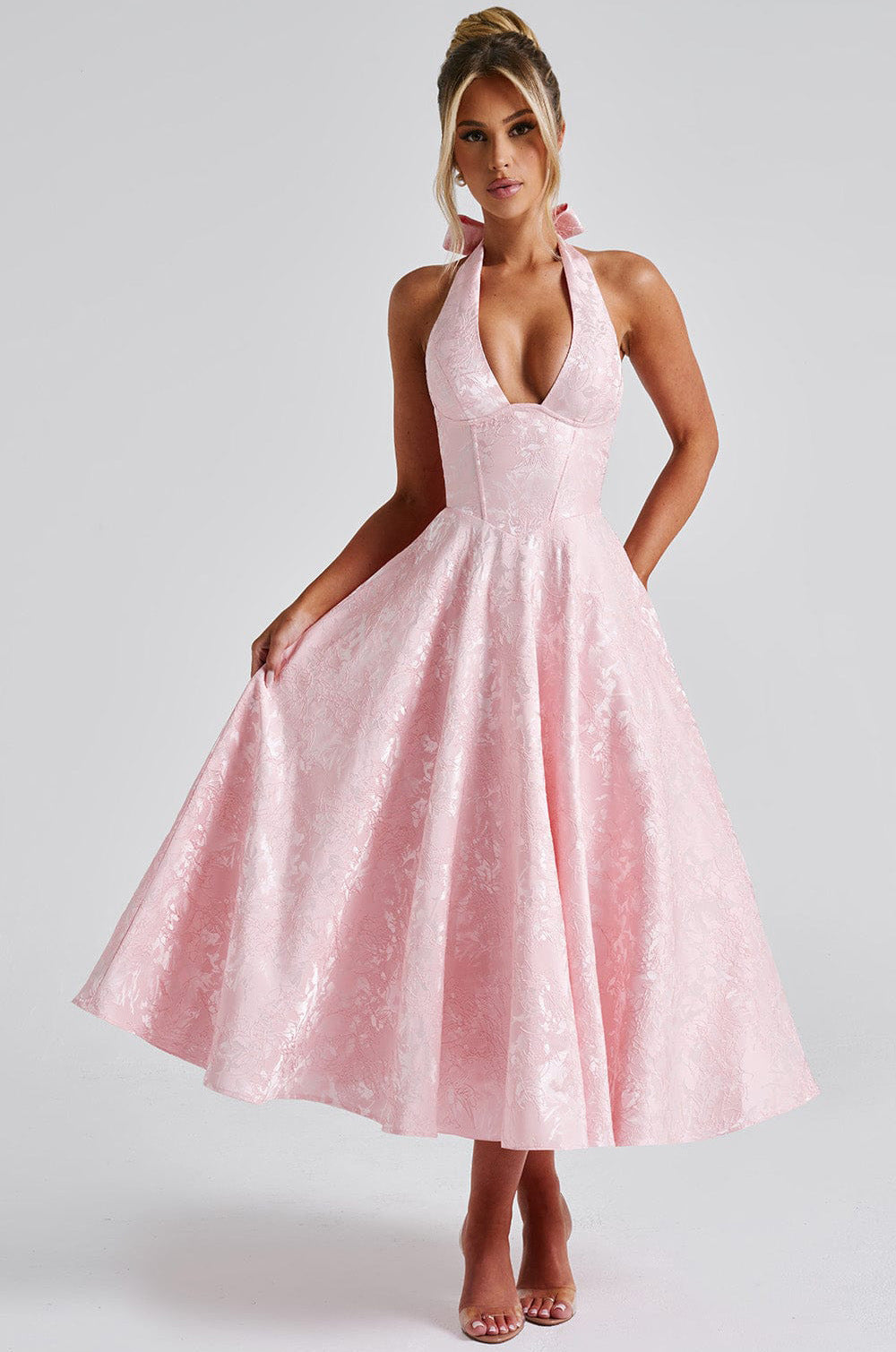 Esmeralda | Halter Sleeveless Midi Dress