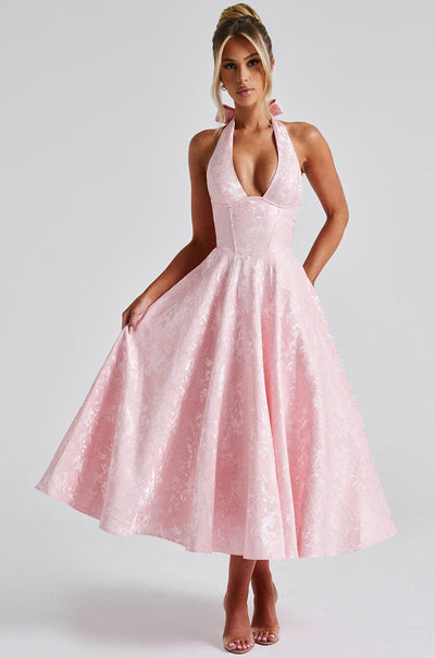 Esmeralda | Halter Sleeveless Midi Dress