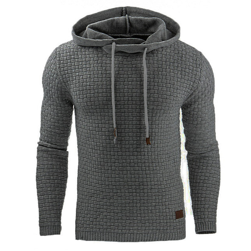 Men’s Hooded Sweatshirt – Slim Fit – Waffle Knit – Ribbed Cuffs – Casual Wear