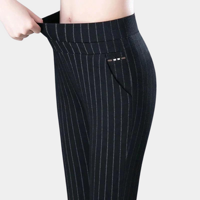 Avencea - Black Stretch Trousers with High Waist for Women