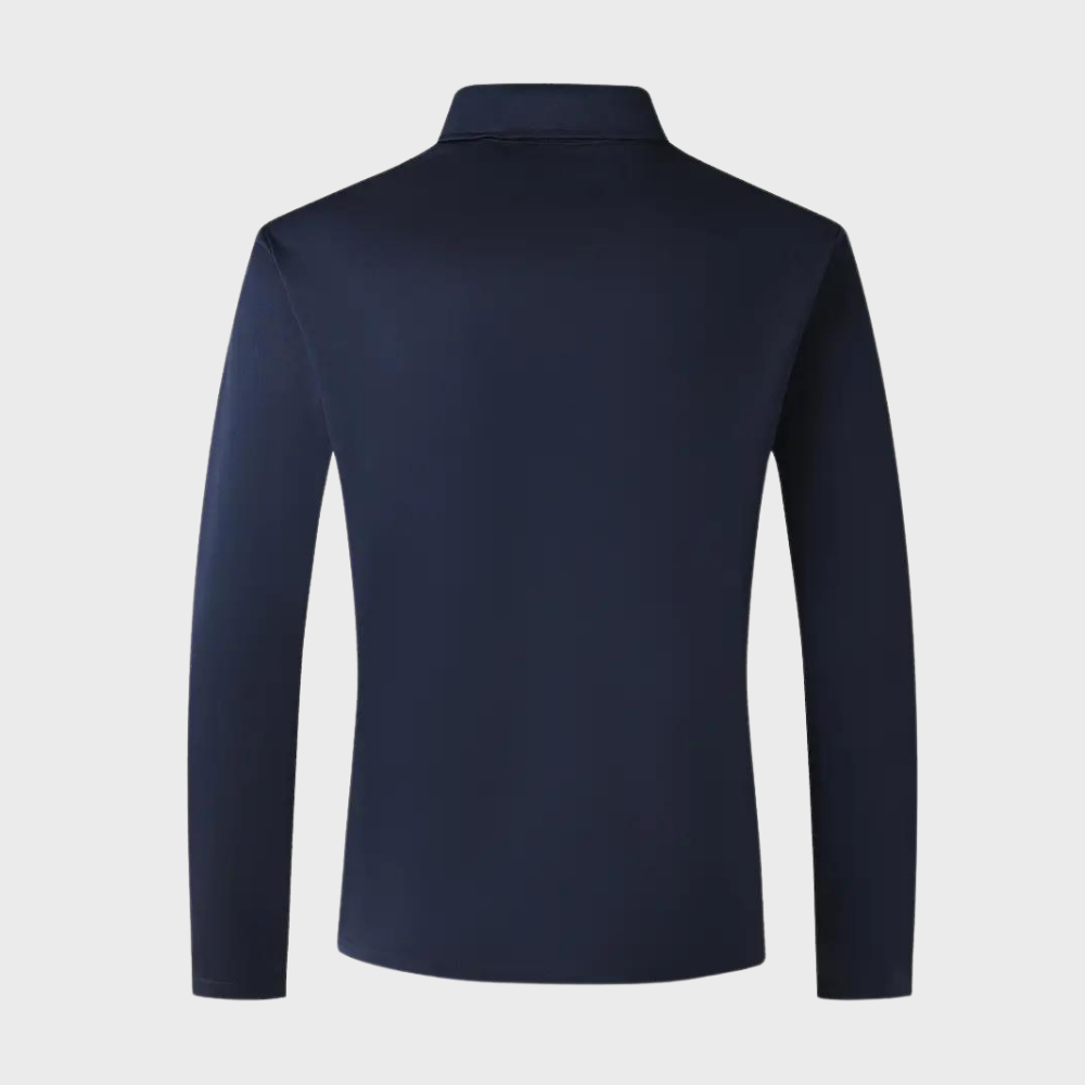 Avencea - Long Sleeve Polo Shirt with Collar