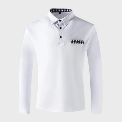 Avencea - Long Sleeve Polo Shirt with Collar