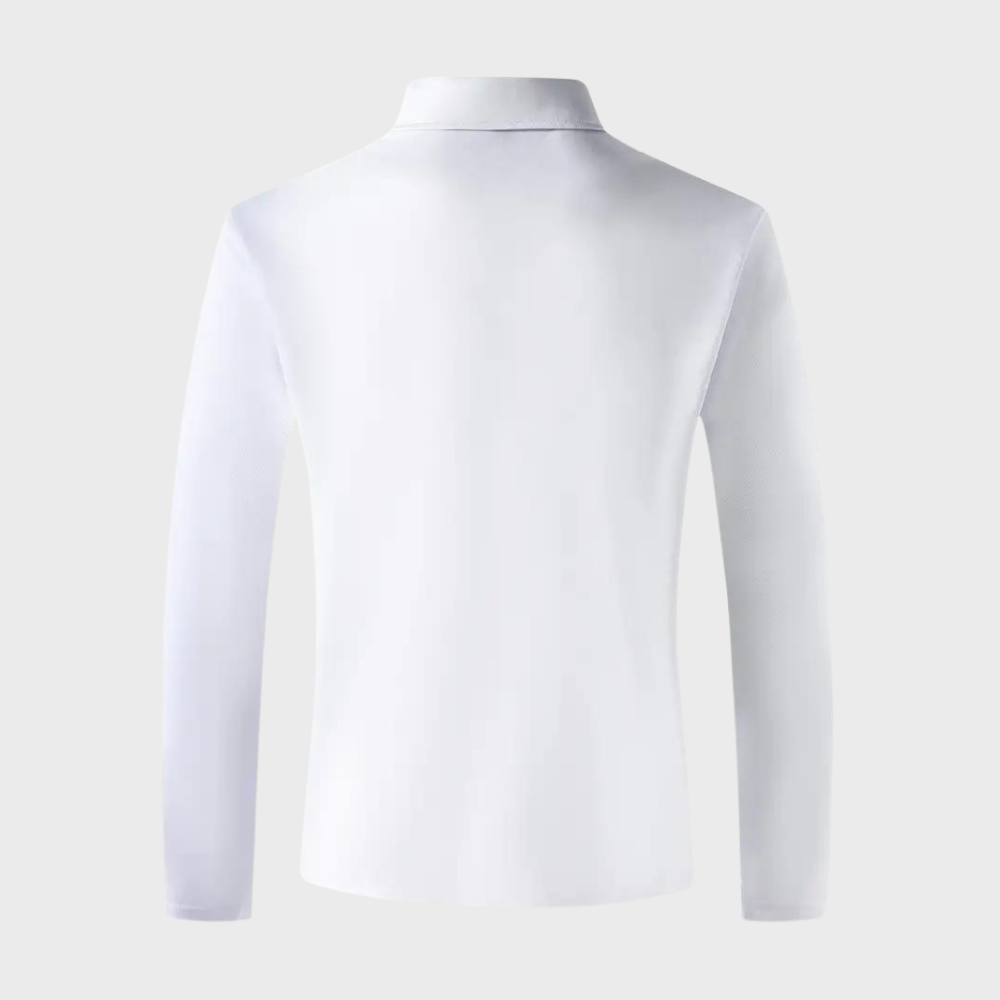 Avencea - Long Sleeve Polo Shirt with Collar
