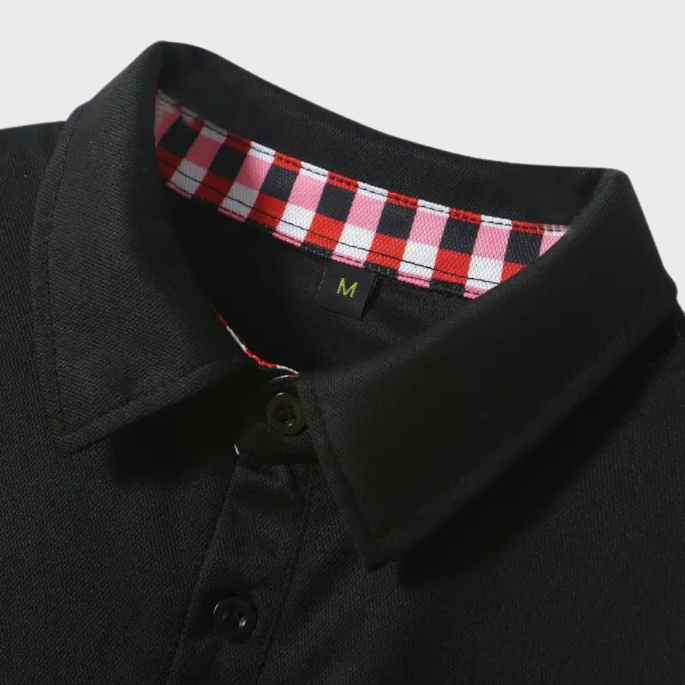 Avencea - Long Sleeve Polo Shirt with Collar