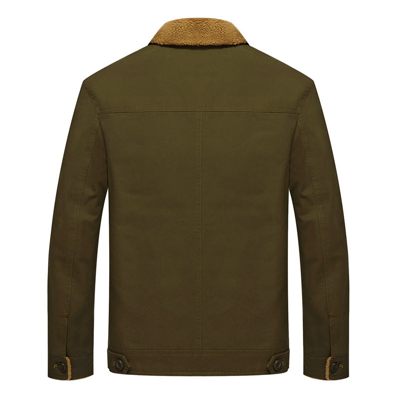 Men’s Sherpa-Lined Cotton Jacket with Button-Up Closure