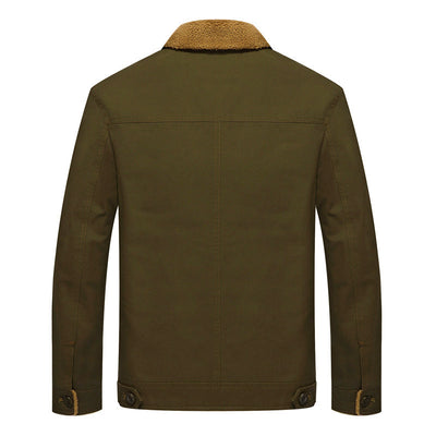 Men’s Sherpa-Lined Cotton Jacket with Button-Up Closure