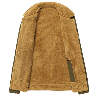 Men’s Sherpa-Lined Cotton Jacket with Button-Up Closure