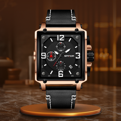 Men’s Leather Quartz Tactical Watch