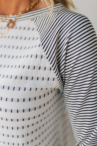 Elara™ | Long Sleeve Mini-Stripe Sweater Top