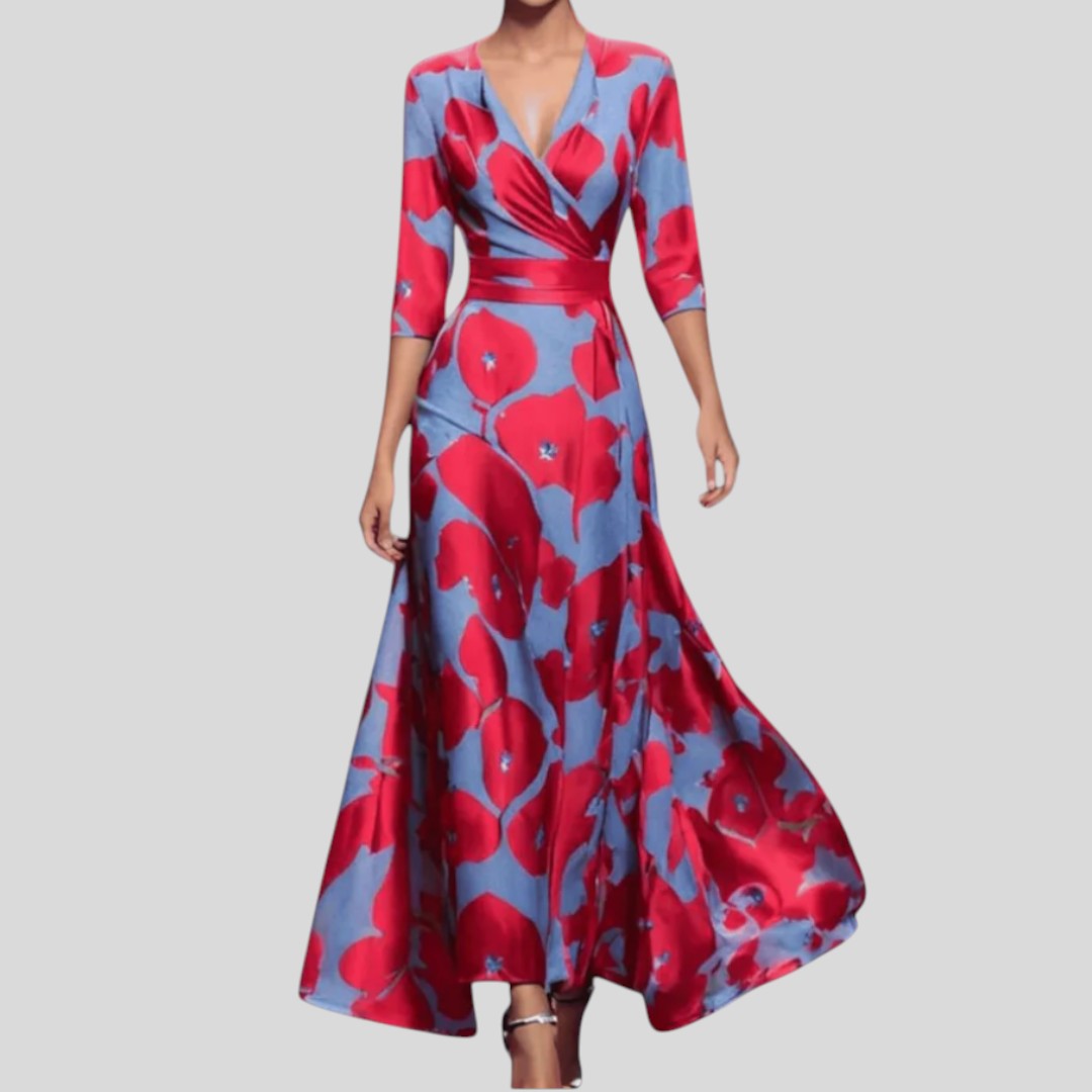 Zoe | Classic Floral V-Neck Maxi Dress