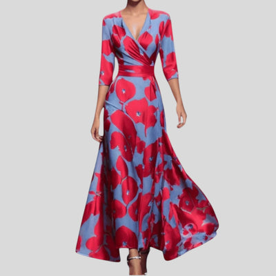 Zoe | Classic Floral V-Neck Maxi Dress