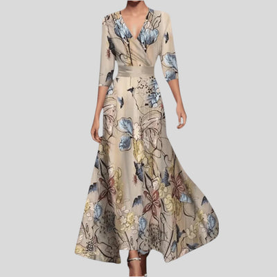 Zoe | Classic Floral V-Neck Maxi Dress