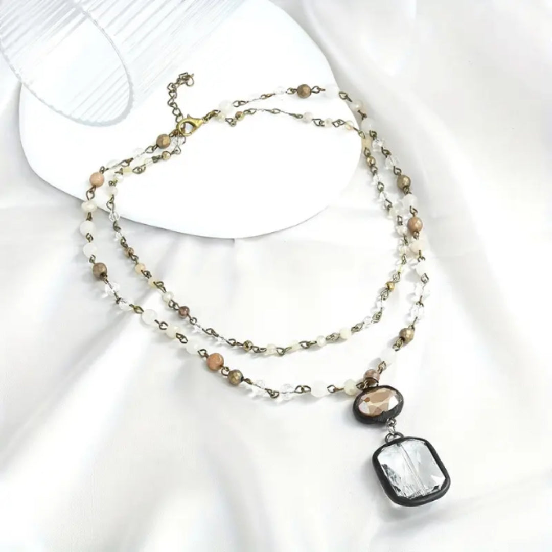 Elegant White Glass Necklace