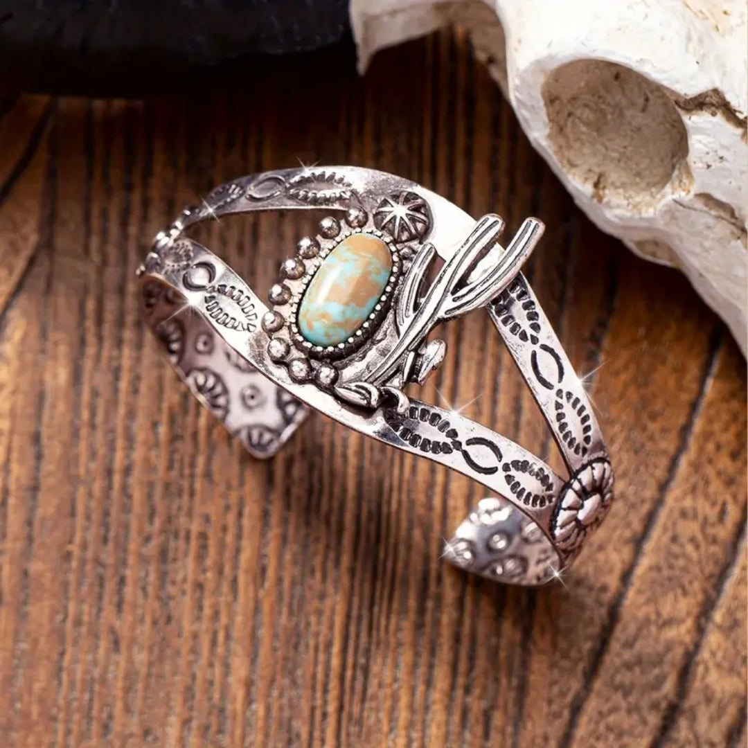 Opal Oval Stone & Kactus Bracelet