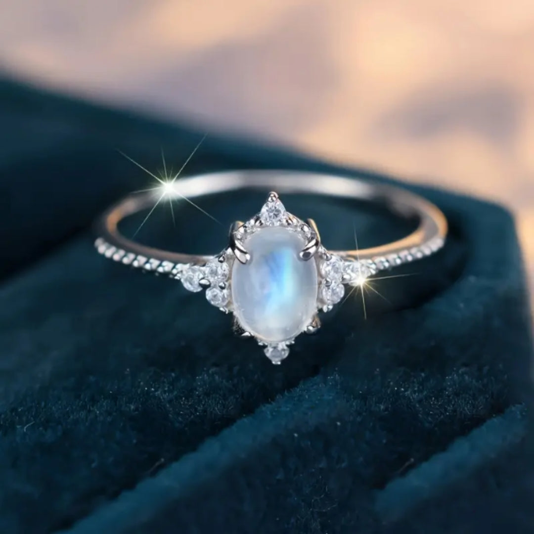 Moonstone Bright Silver Ring