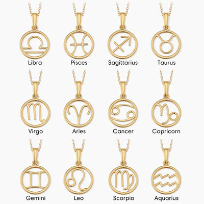 Zodiac sign necklace | White Gold