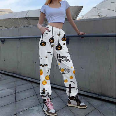 Women’s Leisure Trousers – Relaxed Fit – Cotton – Drawstring Waist – Full Length – Pockets