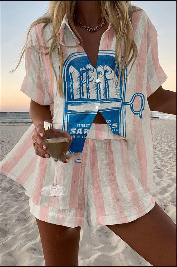 Silava™ - Sardine print linen short suit