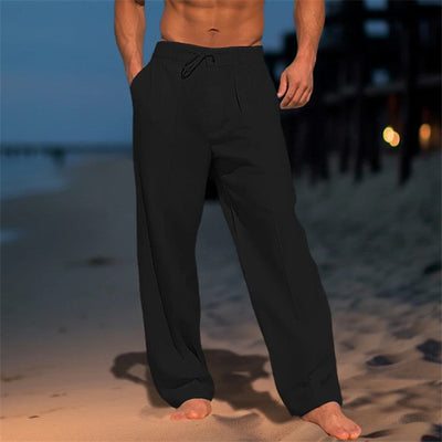 Men’s Linen Pants – Relaxed Fit – Drawstring Waist – Full Length – Side Pockets