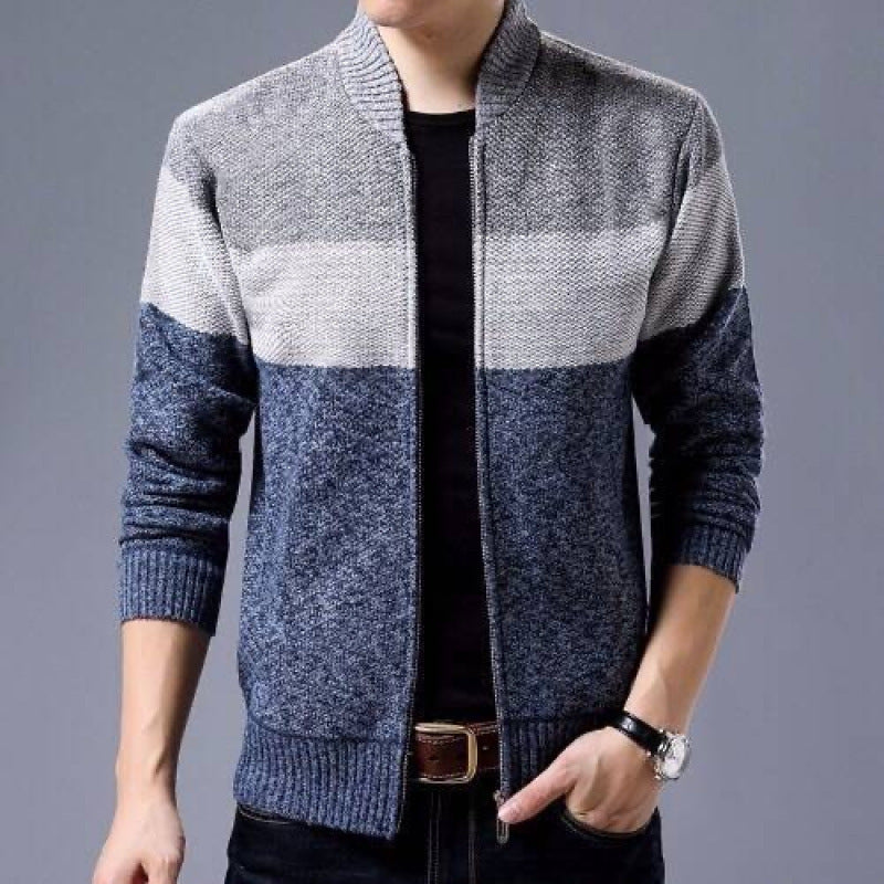 Men’s Cardigan Sweatshirt – Relaxed Fit – Full Zip – Textured Knit – Ribbed Trim