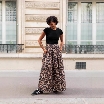 Women’s Pleated Skirt – Animal Print – Flared Maxi – Lightweight Flowing Fabric