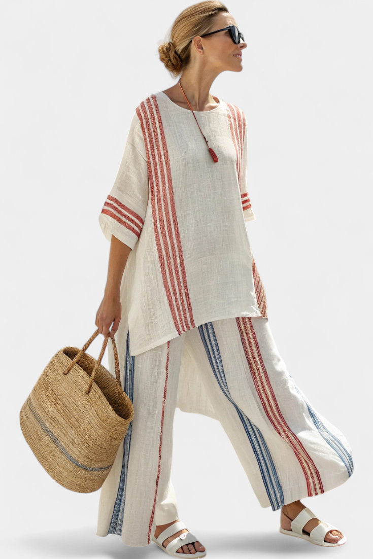 Isabella | Bamboo Linen Stripe Set