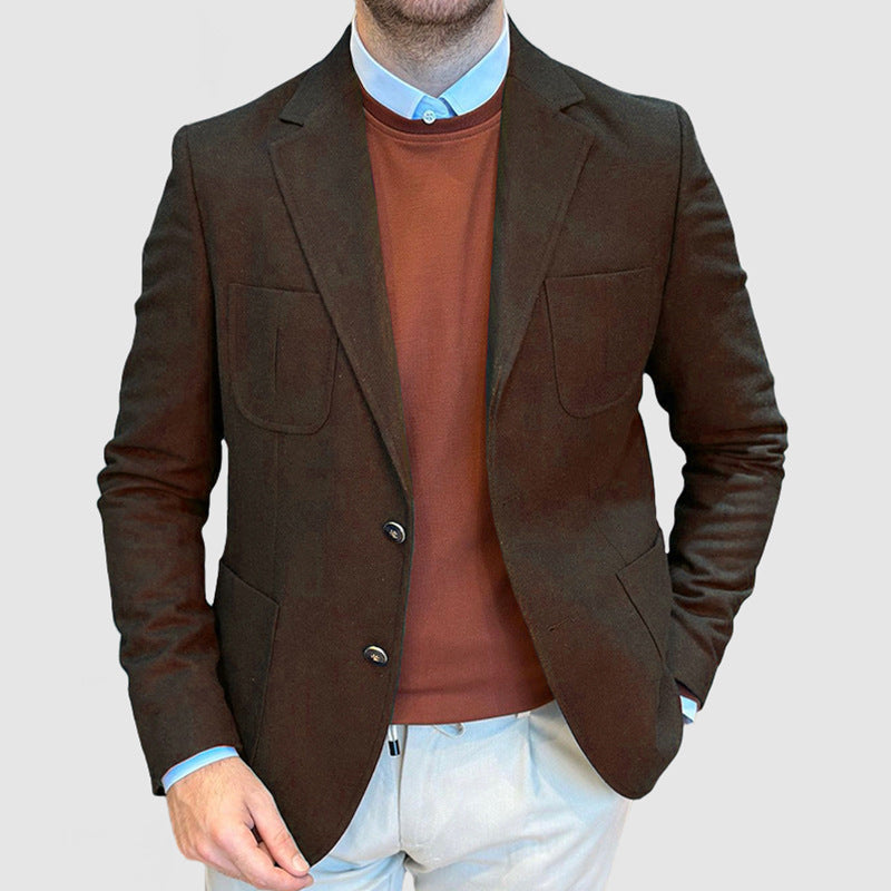 Men’s Blazer – Slim Tailored Fit – Wool Blend – Double-Breasted – Notch Lapel