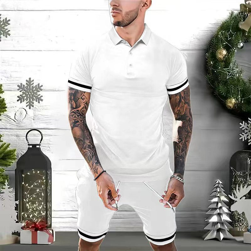 Men’s Polo Shirt – Slim Fit – Cotton Blend – Short Sleeve – Stripe Trim Collar