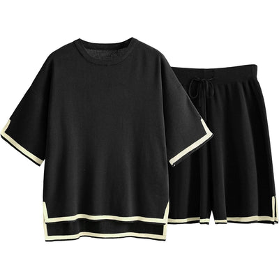 Women’s Knit Sweater Set – Relaxed Fit – Breathable Fabric – Ribbed Trim – Crew Neck