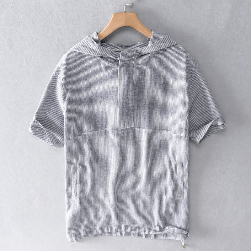 LINEN HOODED SHIRT